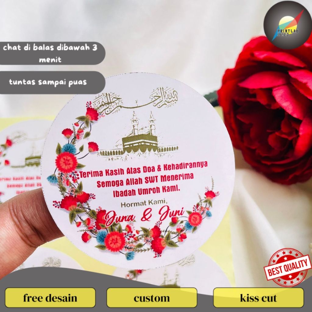 

PrintLab 9-15 Print Cetak Sticker Hampers Snack Oleh Oleh Naik Haji Label Tasyakuran Umroh Bulat