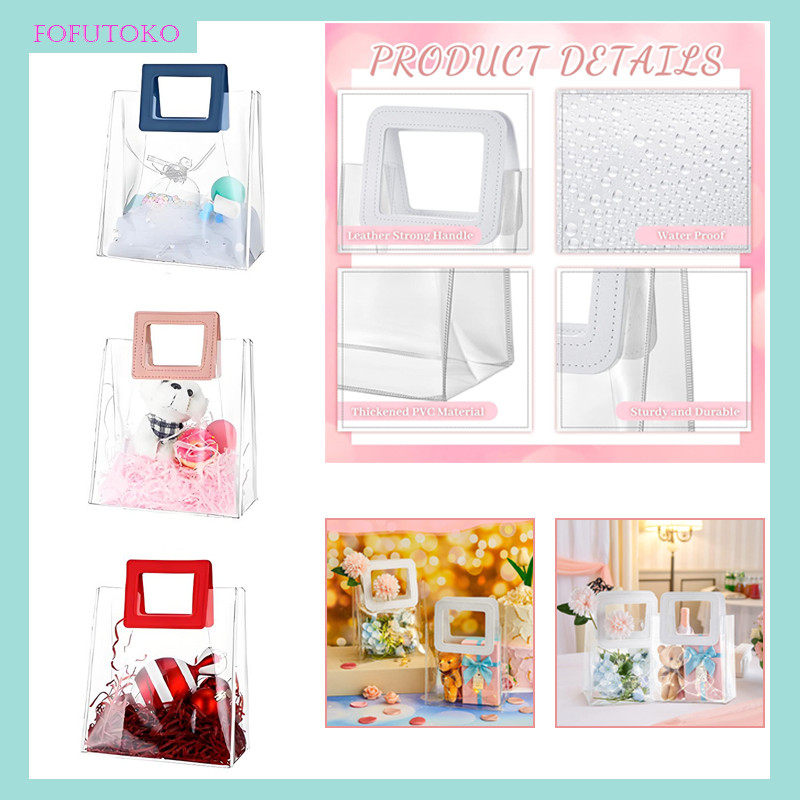 Goodie Bag Handle Leather Pvc Premium / Kantong Souvenir Ulang Tahun Transparant Bening / Goodie Bag