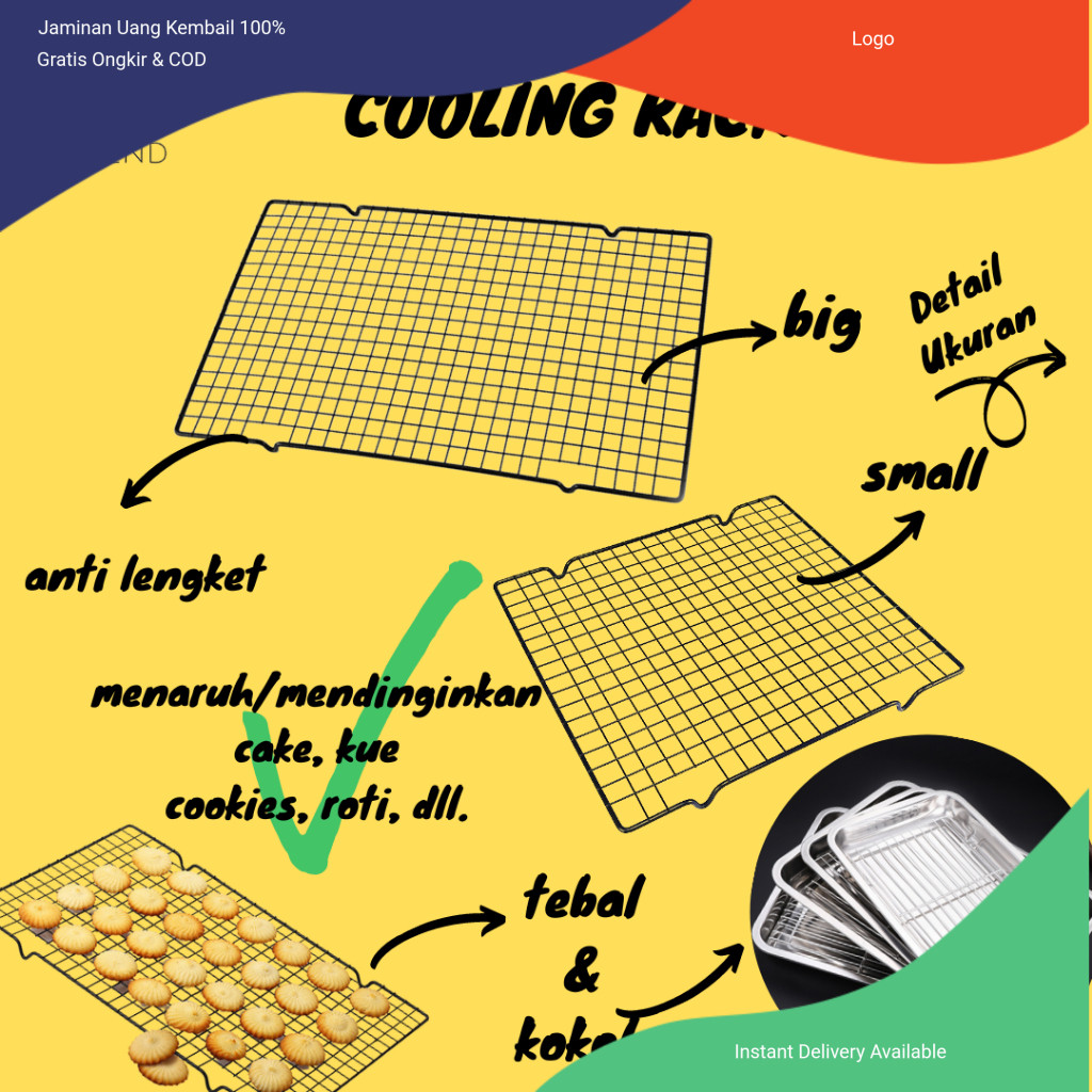 Cooling Rack Single Rak Untuk Pendingin Tatakan Kue Cake Cookies Baking Cooling Rak Dan Wadah Peniri