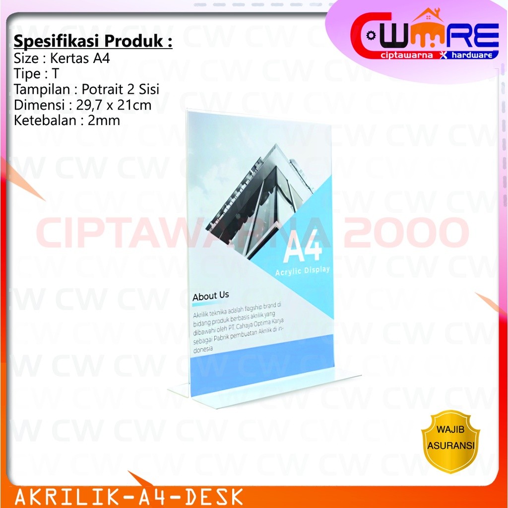 

Akrilik A4 Acrylic Papan Iklan Menu Kasir Usaha Kantor - Bening