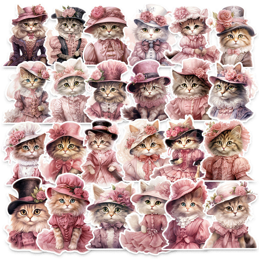 

50 PCS Aesthetics Cute Cat Theme Stickers for Water Bottle, Decorative Vinyl Stickers For Laptop Phone Kindle DIY Crafts