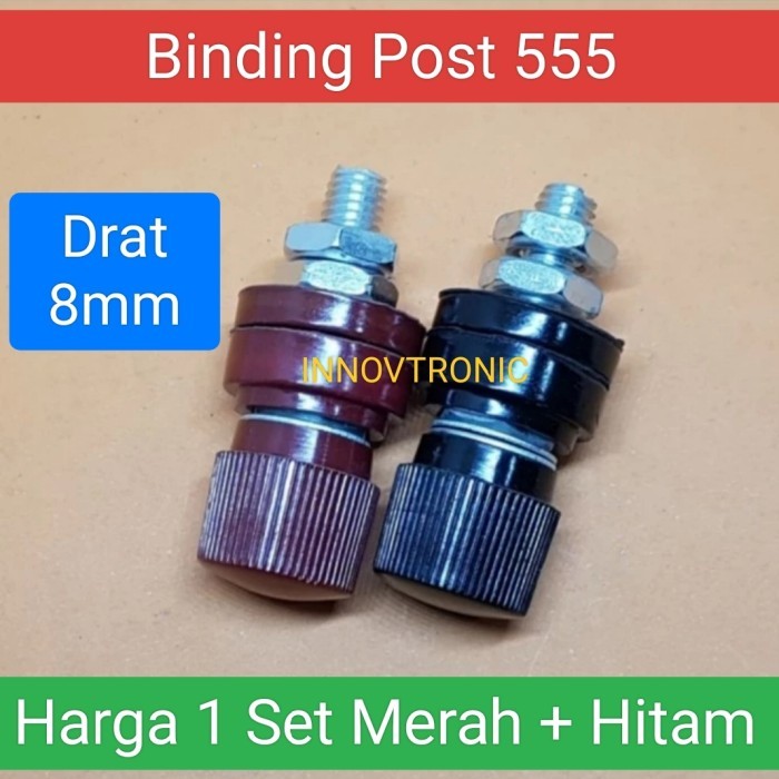 Binding Post/ Terminal Power 555 drat 8mm Merah Hitam (1 set).