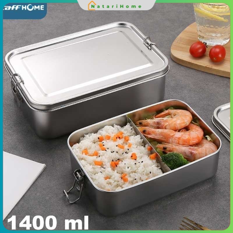 TaffHOME Kotak Makan Lunch Box Stainless Steel 2 Grid 1400ml - UP-14