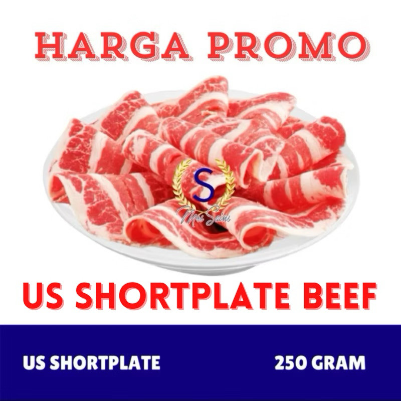 

US SHORTPLATE BEEF SLICE Shabu Premium / Yoshinoya @500GR Juicy [FROZEN FOOD DAGING]