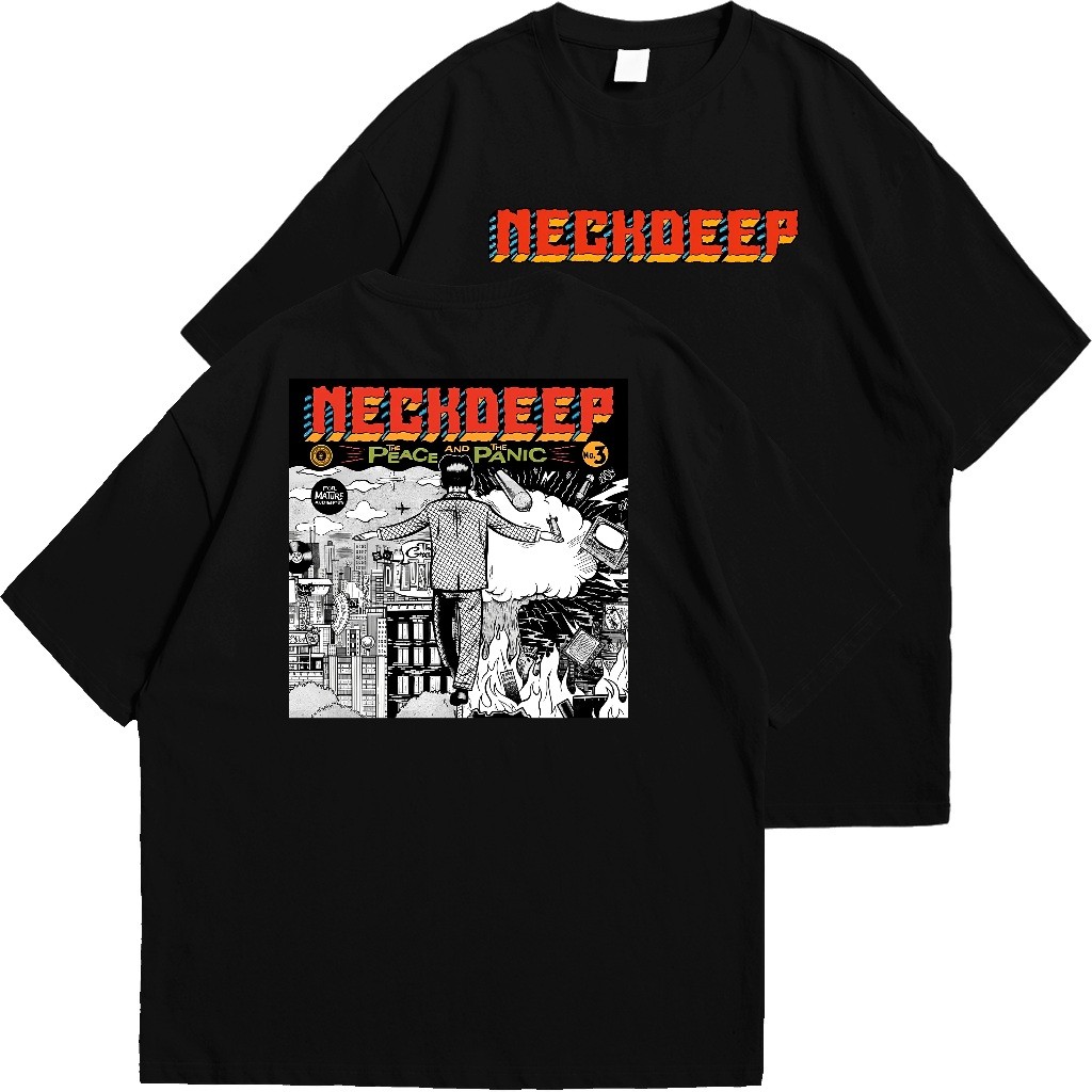 Kaos Neckdeep Unisex Pria Wanita - Kain TC Cotton 30s, Desain DTF