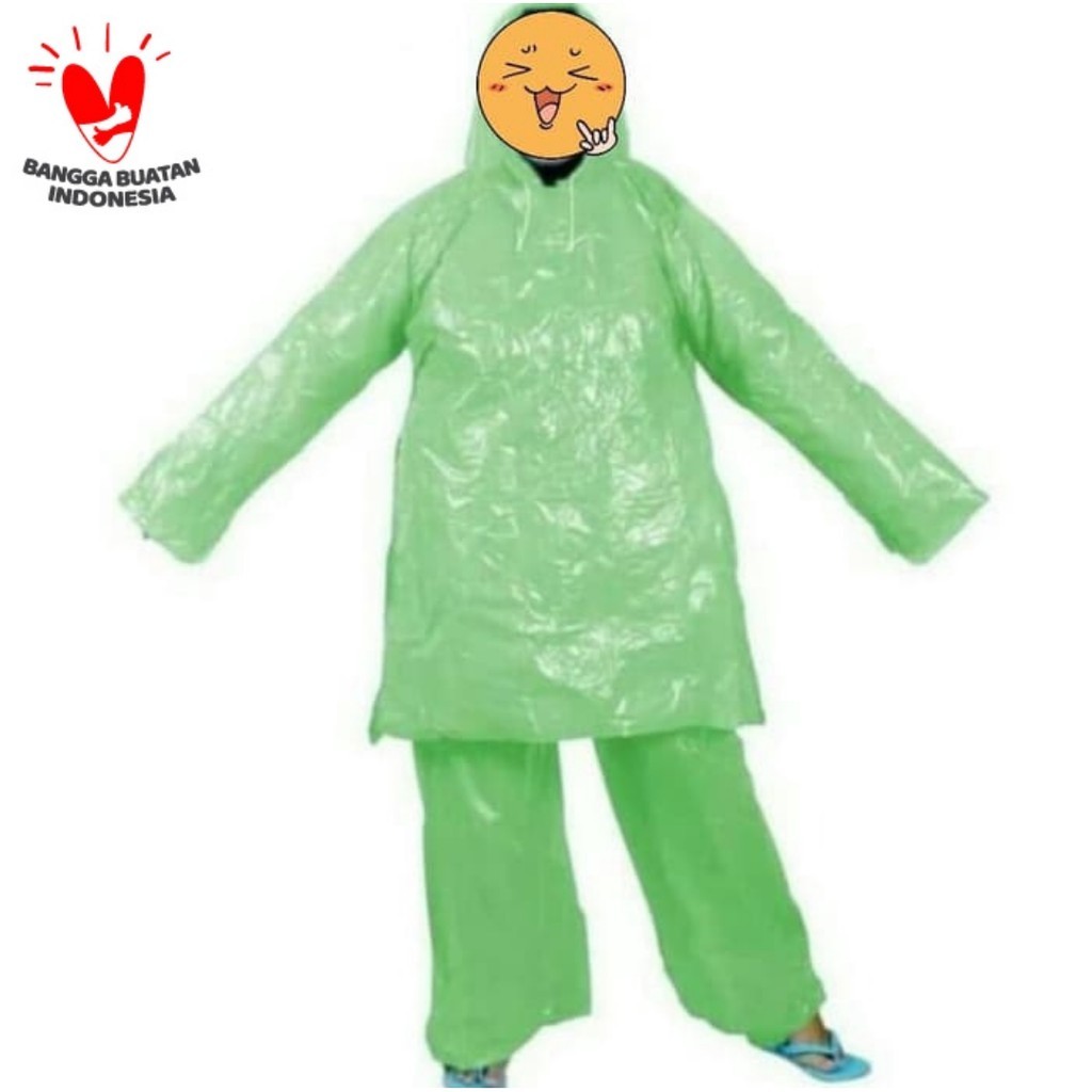 

JAS HUJAN PLASTIK HDPE TEBAL SETELAN JAKET+CELANA & LENGAN PANJANG - HW
