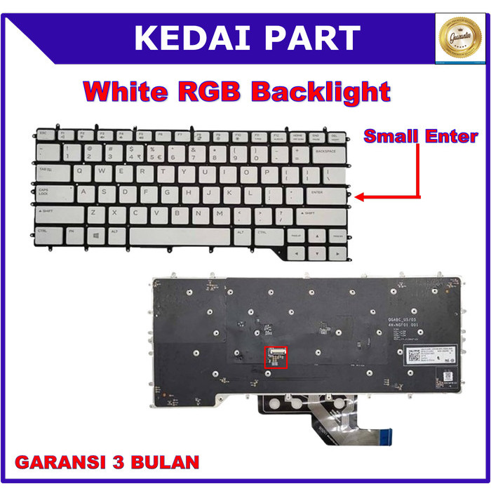 Keyboard Dell Alienware M15 R2 R3 R4 White RGB Backlight