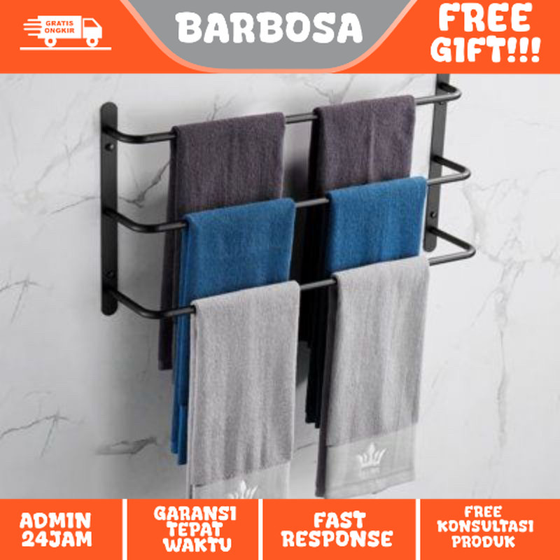 Gantungan handuk 3 susun / Rak handuk kamar mandi 3 susun / gantungan handuk tempel dinding