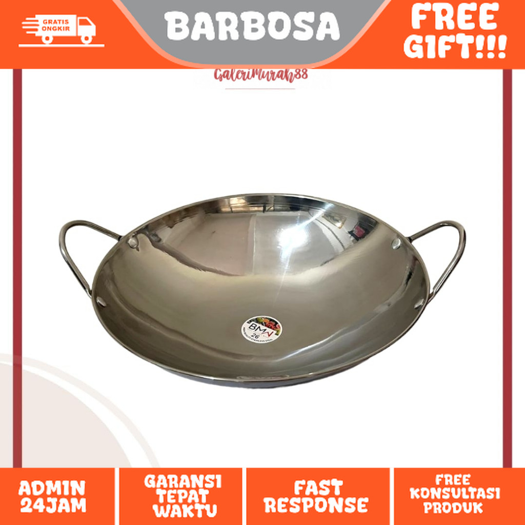 Wajan Mini Stainless steel BMW / Wajan Penggorengan Kuali Mini Wok Pan Katel Bar Stainless Steel Waj