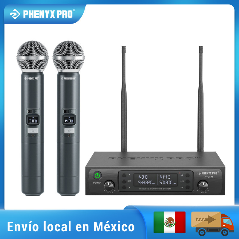 Phenyx Pro UHF Profeesional Adjustable Dual Wireless Microphone System for Stage Performances Sturdy