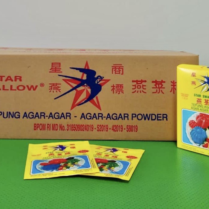 

STAR SWALLOW tepung agar agar 1 Karton @24box - Bening - Merah