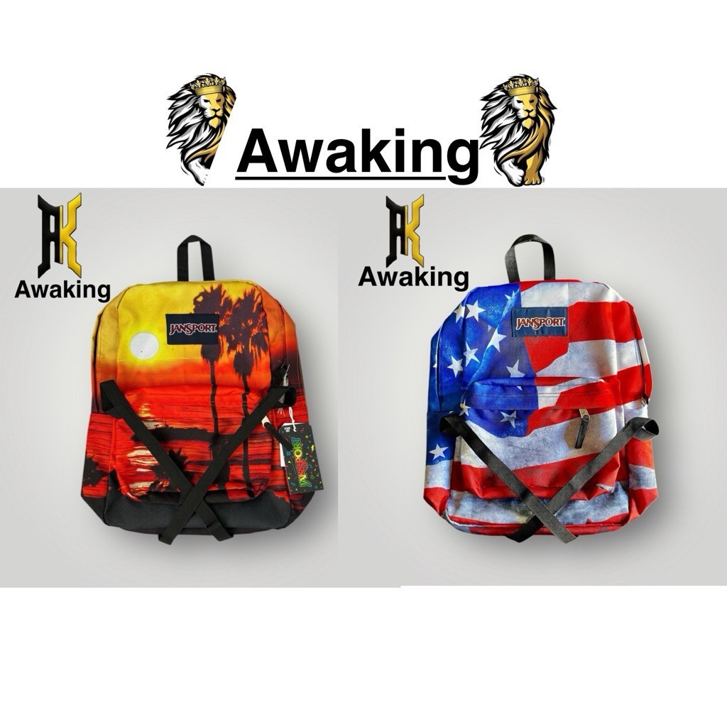 VH67JK Tas Jansport Sunset Backpack School Bags Tropical Beach // Tas Sekolah Keren Kekinian Bisa Co