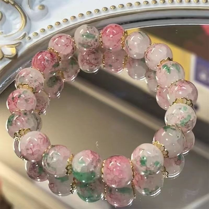 Gelang Celestine Cherry Blossom Natular Stone Giok Manik-Manik Beads Colourfull Bunga Manik-manik Ma