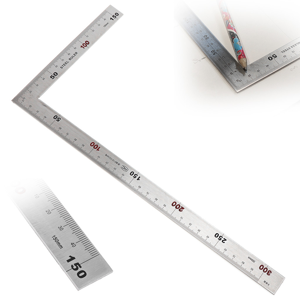

Square Ruler Right Angle 90 Degree Metal Stainless Steel Angle Ruler Woodworking Measuring Tool for Wood 250 x 500mm 150 x 300mm
