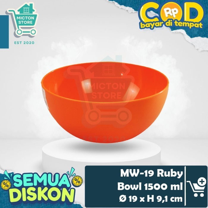 HOMTON Lion Star MW-19 Ruby Bowl 1500 ml Mangkok Makan Mangkuk Gelas Es Buah Salad Es Krim Scoop Kua