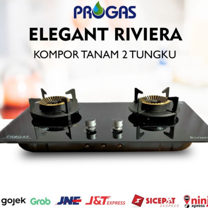 "D.LTA" - TERBARU Kompor Tanam Kaca Progas 2 Tungku RIVIERA (Tungku Kaca Bisa Di Angkat)