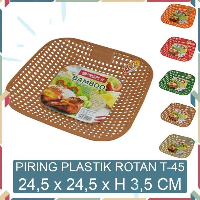 LUXTON Lion Star Piring Plastik Rotan Anyaman Bamboo Plate T-45 04 LionStar Plastik Berkualitas Mura