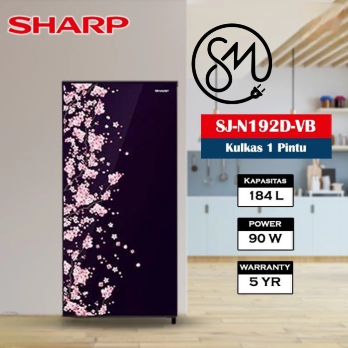 Kulkas Sharp 1 pintu SJ-N192D VB VR 192D SJN192D 184 L Kirei Sakura