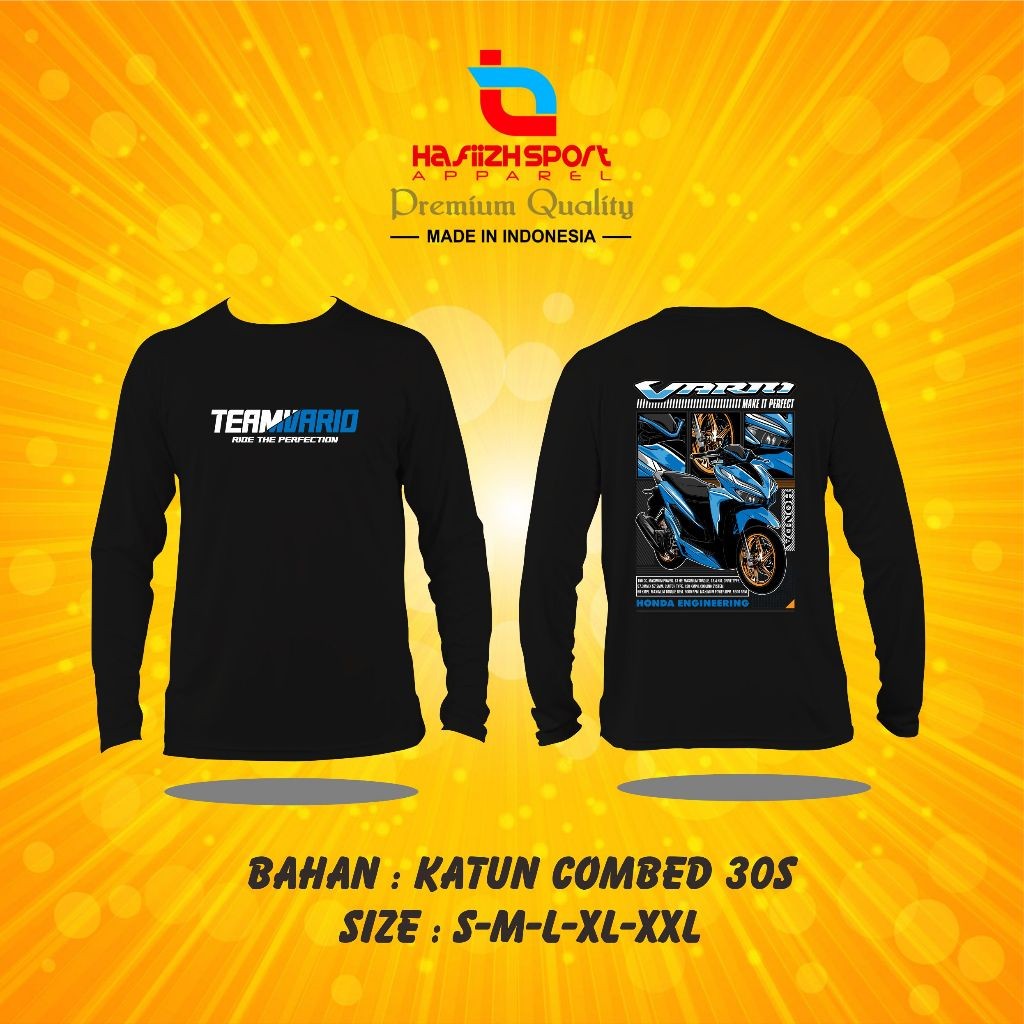 KAOS BAJU MOTOR HONDA TEAM VARIO BLUE LENGAN PANJANG BAHAN PREMIUM