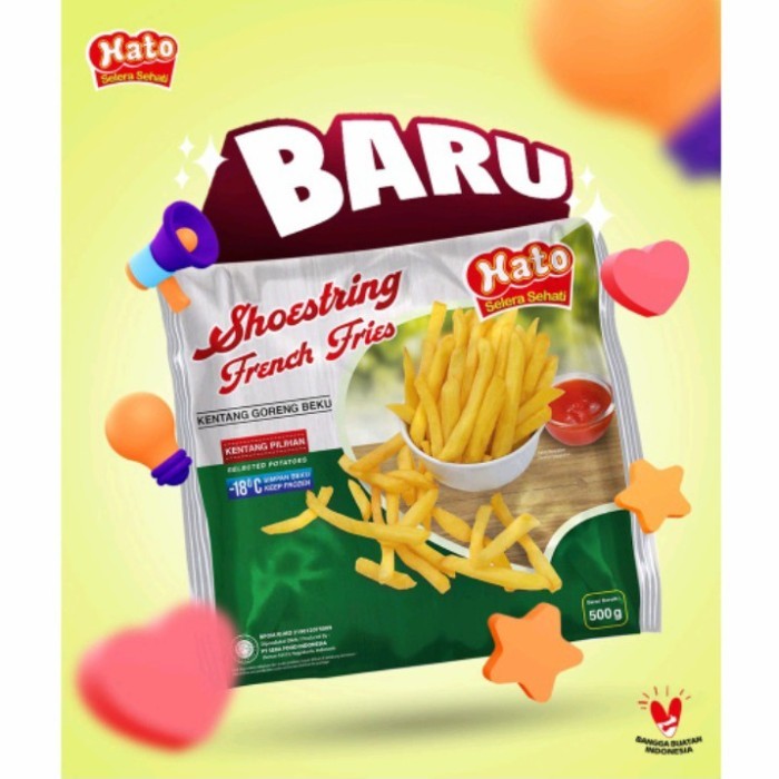 

Hato Shoestring French Fries 500gr Kentang Goreng Beku
