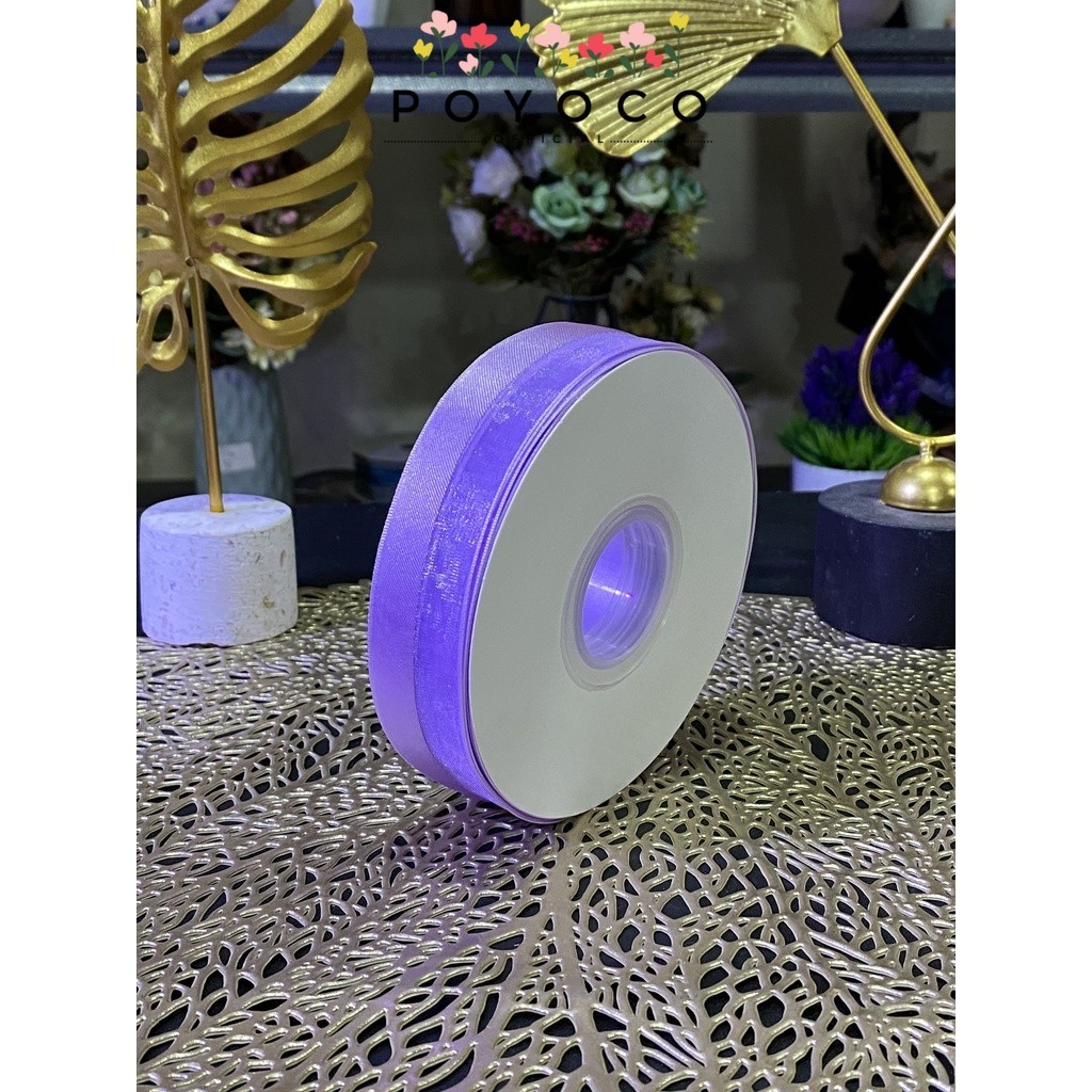 

POYOCO - PTA7 EQUAL Pita Satin Roll Motif Setangan Satin dan Transparan Modern Pita Kado 2.5cm/Pita Dekorasi Buket