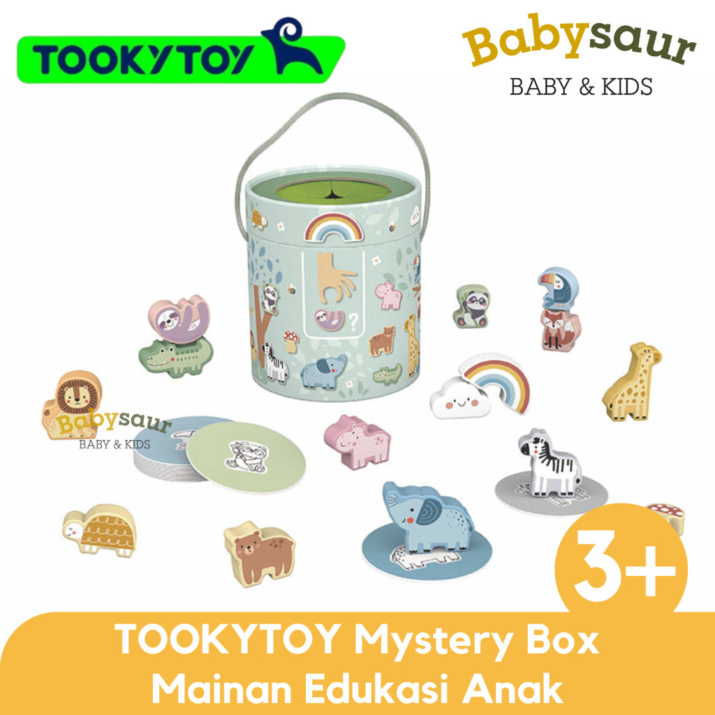 TOOKY TOY Mystery Box Guessing Animal Wooden Block Toys Early Education Mainan Edukasi Menebak Hewan