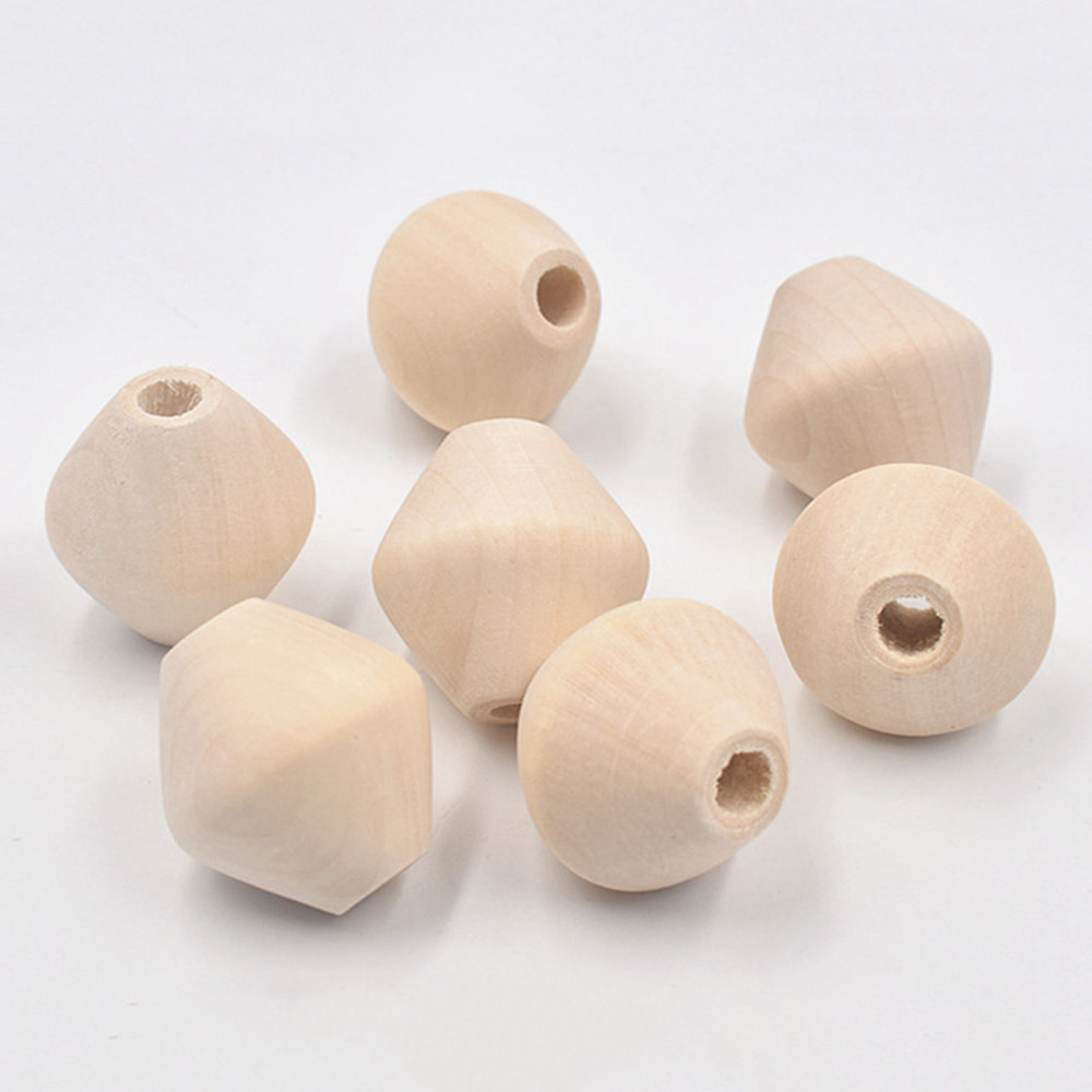 

5pcs Big Bicone Shape 30mm Natural Wood Loose Handcraft Big Hole Beads for DIY Crafts Jewelry Making 5pcs