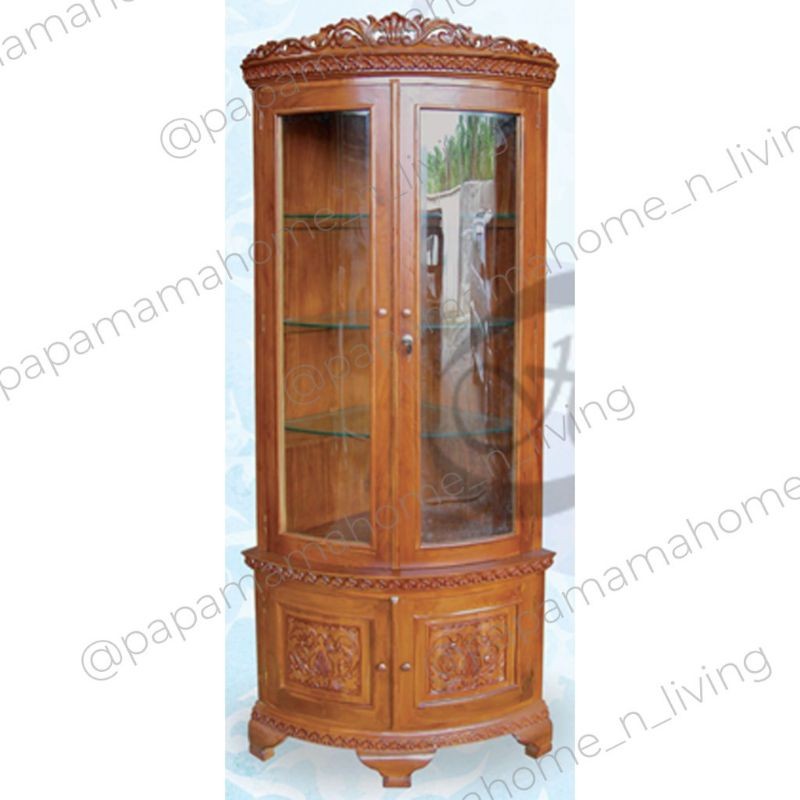 Lemari Hias Jepara Murah Kayu Jati Asli - Lemari Sudut Rak Kayu - Medan