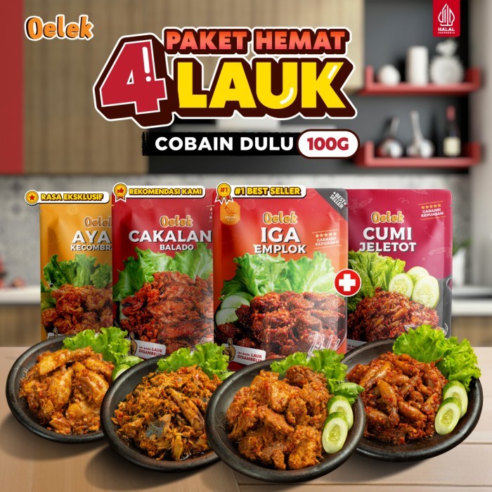 

✨TERLARIS -Oelek Paket Cobain Dulu 4 Laoek / Iga Emplok / Cakalang Balado / Cumi - Cumi Jeletot