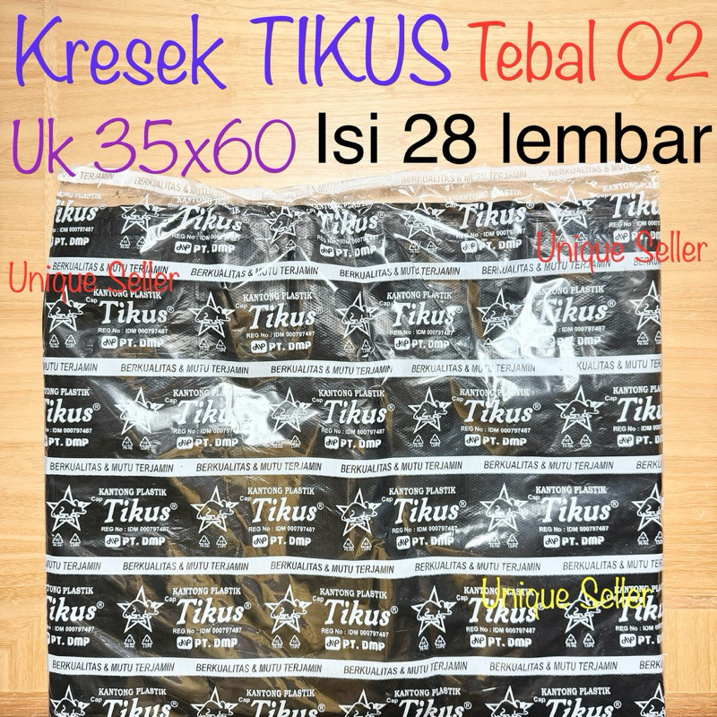 Kresek TIKUS Uk 35x60 Tebal 02 Hitam isi 28 Kantong Kresek Hitam TIKUS Uk 35 x 60 Kantong Plastik HD