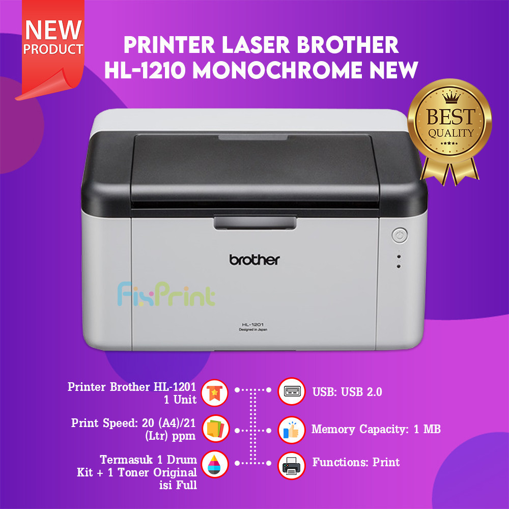FixPrint Printer Brother Laser HL-1201 Monochrome A4 , Laser Brother HL 1201 Print Only New
