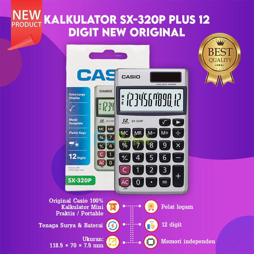 

FixPrint Kalkulator Saku Casio SX-320P 12 Digit Calculator Pocket New Original