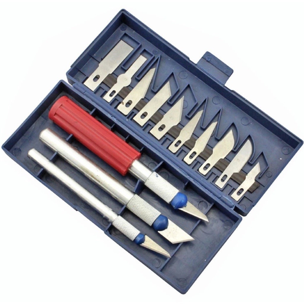 

Set Pisau Ukir Seni 13 in 1 Crafting Art Knife with 3 Handle SILVER