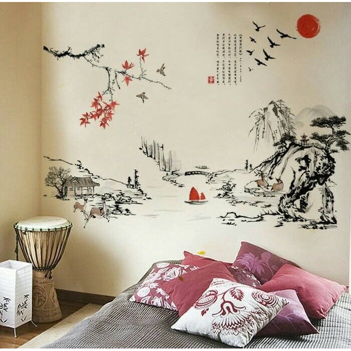ORI~aikshop20_store Wall sticker decor red boat hiasan dekorasi stiker dinding kamar hotel