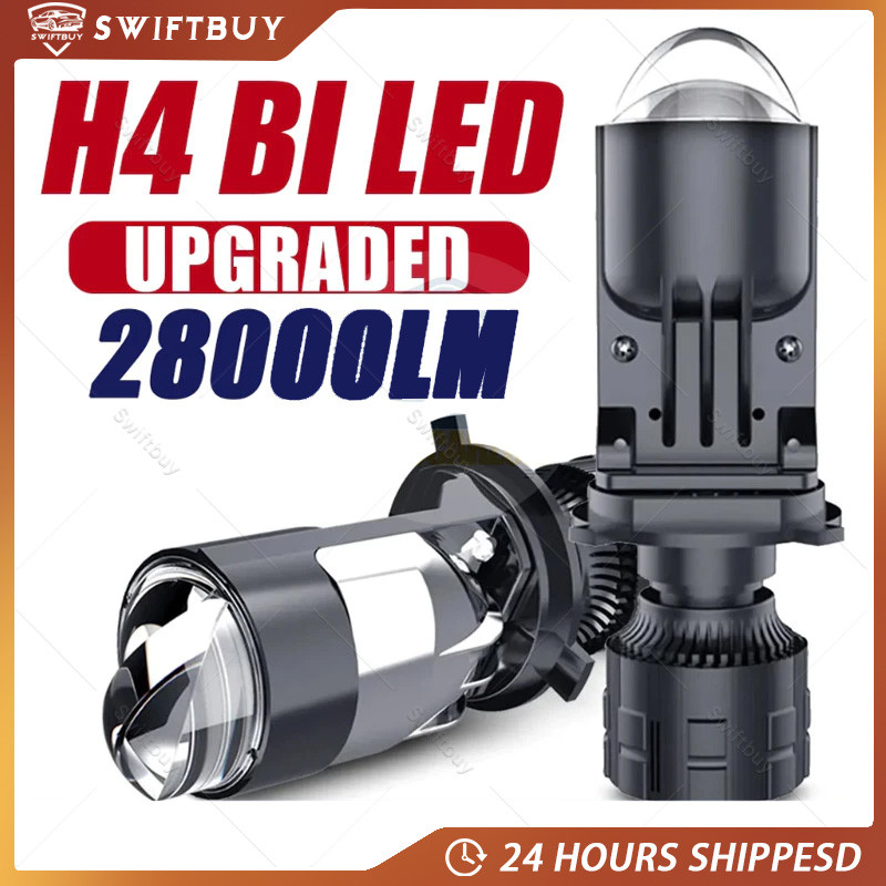Sepasang 2PCS Lampu LED H4 Mobil H4 Bulbs Headlight Mini Projie 120W Lampu Utama LED Laser Kipas H4 