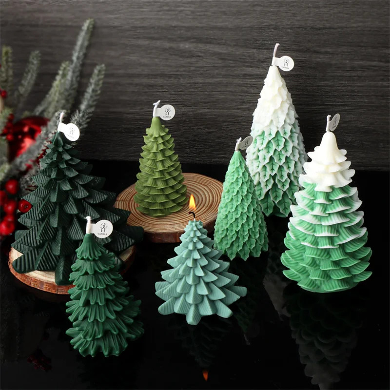 

3D Geometric Pine Silicone Candle Mold DIY Christmas tree Craft Gifts Making Aromath Soap Resin Molds Home Decor Supplies