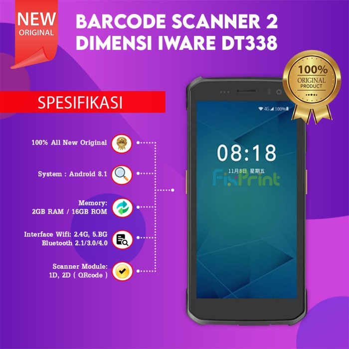 FixPrint Smart PDT Android Iware Z DT-338 2GB / 16GB 4G Mobile Scanner 2D Phone