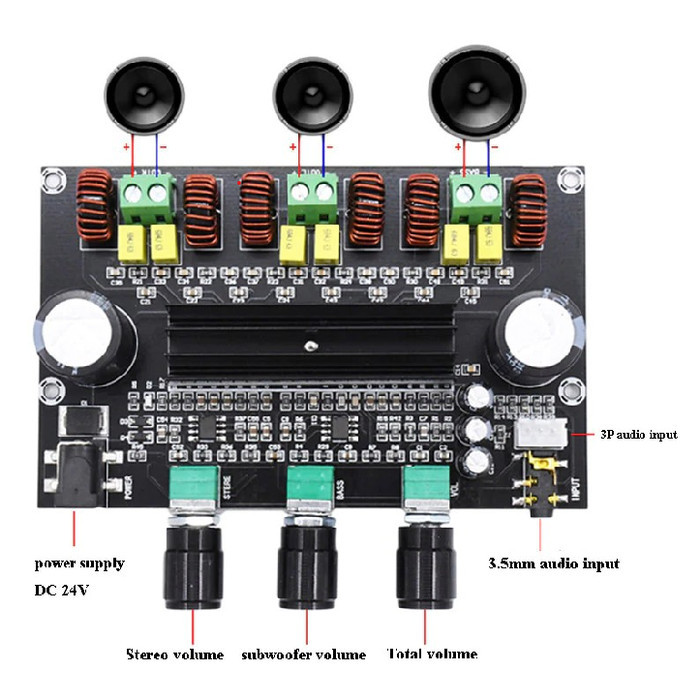 High Power Amplifier 2x80W+100W TPA3116D2 XH-M573 - TANPA BOX