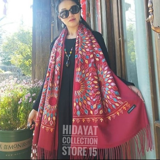 "Virtual.C" - TERMURAH SYAL BORDIR MATAHARI WOLL CHASMERE// PASHMINA IMPORT// SHAWL//SELENDAN - Mera