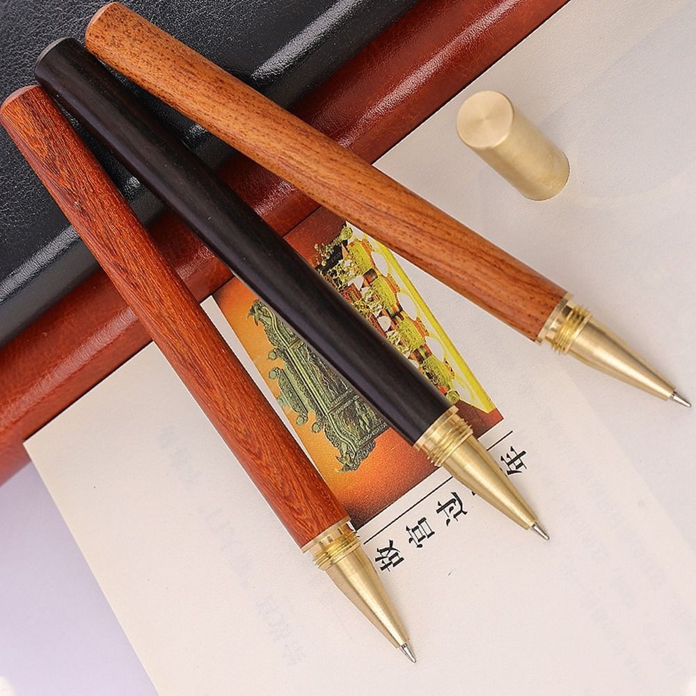 

Vintage 0.5mm Black Ink Gel Pen Signature Pen Wood Body Ballpoint Pen Quick-drying Writing Tool Stationery School Office Supply