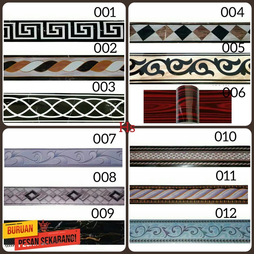 WALLPAPER STICKER LANTAI BORDER LIST MARMER GRANIT 001,002,003,004,005,006,007,008,009,010,011 ,012 