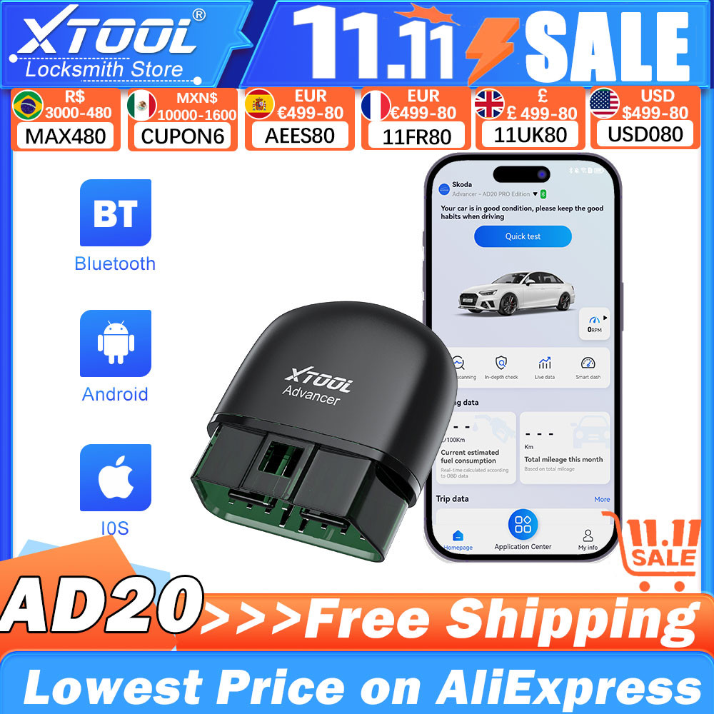 XTOOL AD20 Advancer OBD2 Code Reader Scanner Car Engine Diagnostic Tools Full OBD2 Function Android 