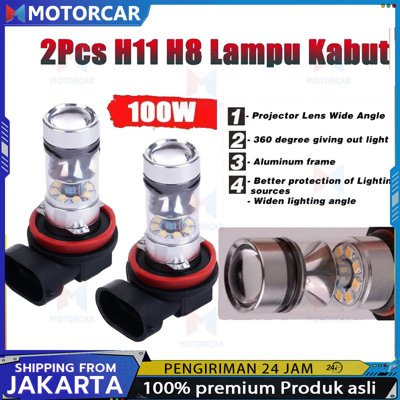 2pcs Mobil Led Lampu Kabut Led H11 H8 4300K 100W 1500LM Super Terang Warna Kuning PUITH Lampu Led Su