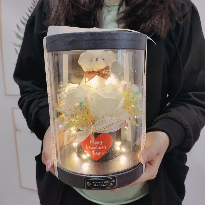 

New Collection SPECIALLYGIFT - Hampers Valentine Kado Boneka Bear Coklat GB019 - HITAM-BUNGA