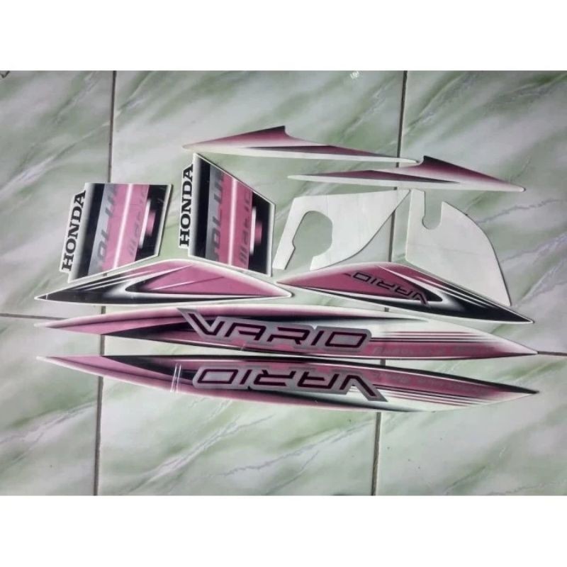 Stiker Striping Motor Vario karbu 110 2008 Putih Pink Sticker Lis Body Standar COD