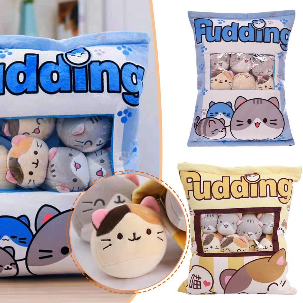 Cute Cat Snack Pillow Pudding Decorative, Stuffed Dolls With Cat Pudding Kawaii Toy Plush Plush Pill