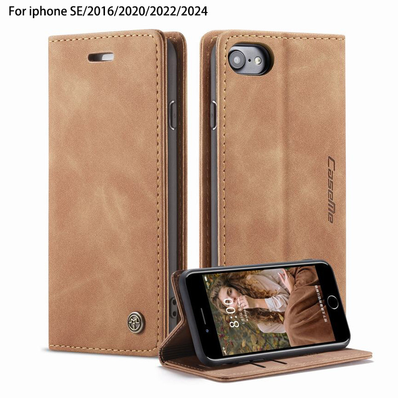 Leather Case For Iphone SE Luxury Magnetic Attraction Flip Wallet Phone Cover for Iphone SE4 SE3 SE2