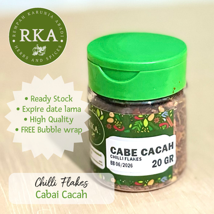 

Cabai Kasar Cacah 20 gr / Chilli Flakes 20 gr / Dried Chilli Crushed /Cabai Flakes 20gr