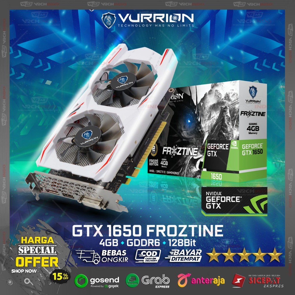 VGA Card Vurrion NVIDIA GTX 1650 4GB GDDR6 128-Bit Video Card 