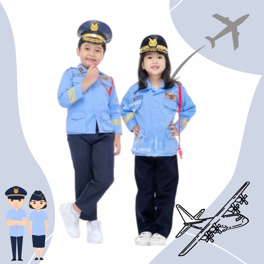 Termurah Seragam TNI AU Anak - Baju Profesi Anak - Baju TNI AU Anak - Baju Karnaval TNI AU Anak Kual